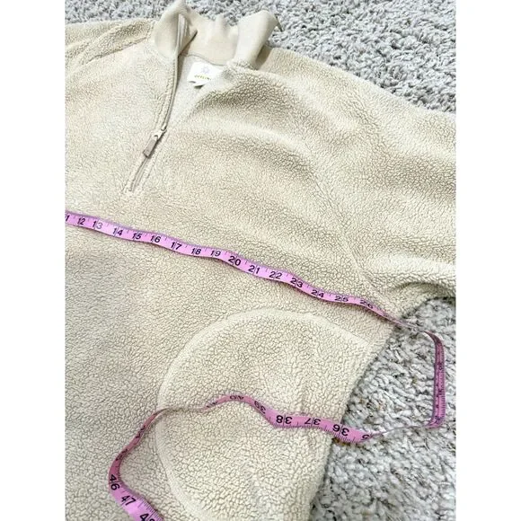 Aerie Offline Oversized Sherpa Quarter Zip in Soft Oat | Womens Size Small - Picture 10 of 12